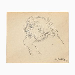 Portrait - Original Pencil and Ink Drawing by S. Goldberg - Mid 20th Century Mid 20th Century