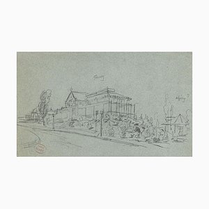 Villa - Original Pencil on paper - 20th Century 20th century