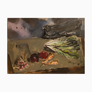 Bodegón con ensalada y un puñado de rábanos-Oil on Canvas de F. De Pisis-1941 1941