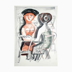 Litografía Women to the Table - Original de Massimo Campigli - 1952 1952