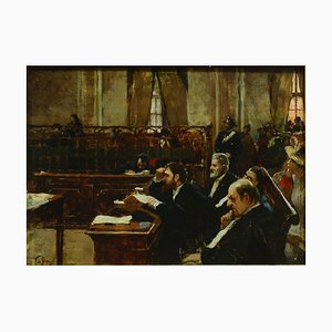 L'Aula del Tribunale - Olio originale su tela di Vincenzo de Stefani - 1891 1891