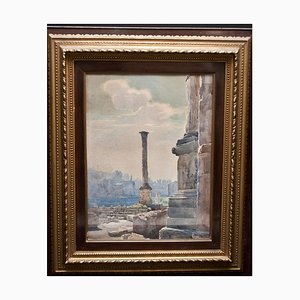 Ansicht des Forum Romanum - '' Colonna di Foca '' - Originales Aquarell um 1885 1885 ca.