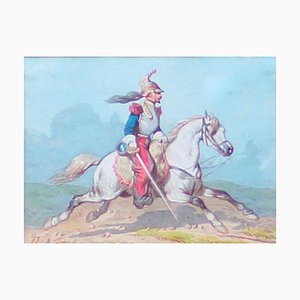 Caballo soldado - Acuarela original de Theodore Fort - 1844 1844