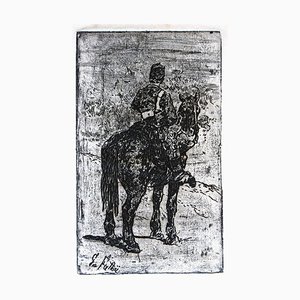 Aguafuerte Gunner Riding original de Giovanni Fattori - 1900 ca. 1900 ca.