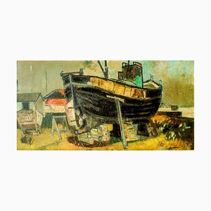 Shipyard - Oil on Canvas by Paul Guiramand - 1955 ca. 1955 ca.