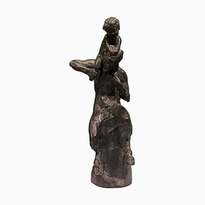 Satyr mit Jungem Faaun auf seinen Schultern - Bronzeskulptur von Aurelio Mistruzzi 1930