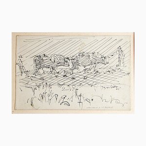 Französische Fleischhauerei - 1940er - Jacques Villon - Original Drawing - Modern 1940