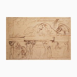 Boceto para la sala del Parlamento "Thanatos and the Enigma" - década de 1900 - Drawing 1908