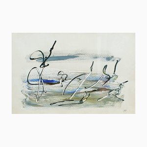 Untitled - Original Oil Paint and Mixed Media by Henry Michaux - 1969 1969