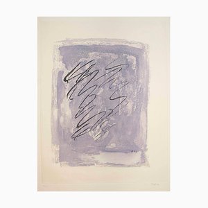 Gravure sur fond violet - Gravure à l'Eau-Forte par Jean Fautrier - 1963 1963