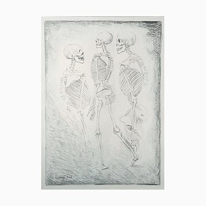 Dance of the Skeletons - Original Lithograph by Carlo Carrà - 1944 1944