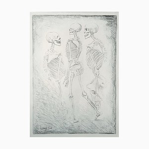 Dance of the Skeletons - Original Lithograph by Carlo Carrà - 1944 1944