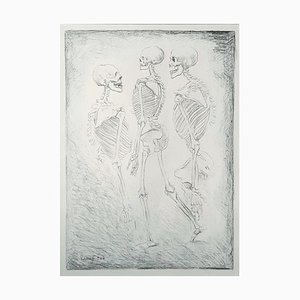Litografía Dance of the Skeletons original de Carlo Carrà - 1944 1944