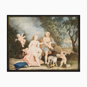 Mythological Scene - Original Oil on Board - 18th Century 18th Century