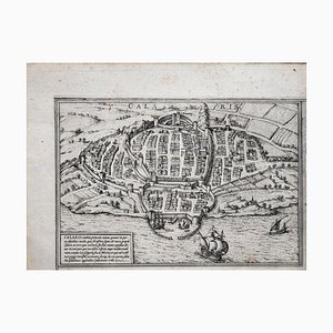 Mapa de Methoni - Grabado Original de George Braun - Siglo 16 Century, siglo XVI