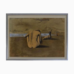 Untitled - Nude Woman / Original Mixed Media by Sergio Vacchi - 1973 1973