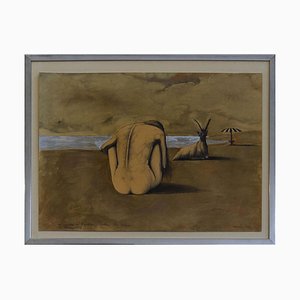 Untitled - Nude Woman / Original Mixed Media von Sergio Vacchi - 1973 1973