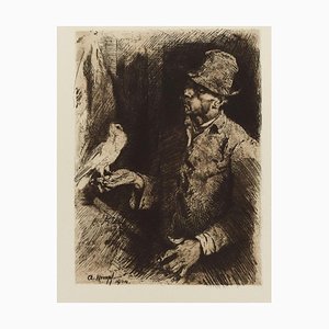 Aguafuerte Taubenliebhaber (Pigeon Fanciers) - Original aguafuerte de Arthur Kampf - 1904 1904