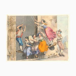 Scènes de Genre / Rome 1800 - Lithographies et Aquarelles - Mid-19th Century Mid 1800