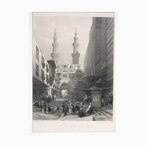 Incisione originale di Gate of the Metwályys - Cairo - Incisione originale di E. Challis - metà XIX secolo