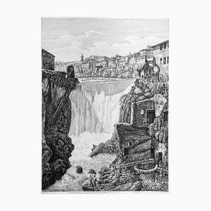 Veduta della Gran Caduta dell' Aniene... - Original Etching by L. Rossini - 1825 1825