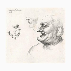 Drei groteske Köpfe nach Leonardo da Vinci - spätes 17. Jahrhundert spätes 17. Jahrhundert