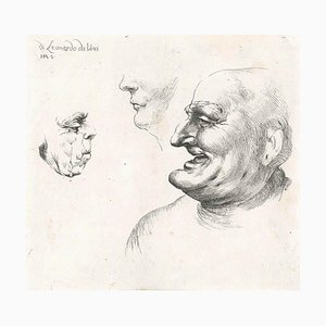 Three Grotesque Heads After Leonardo da Vinci - Late 17th Century