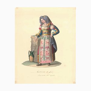Costume di Lecce - Original Watercolor by M. De Vito - 1820 ca. 1820 c.a.