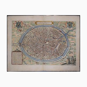 Carte Brugge Antique de '' Civitates Orbis Terrarum '' - Gravure à l'eau forte - Old Master 1575