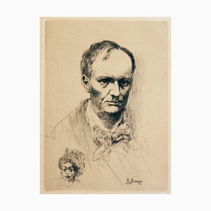 Portrait de Baudelaire (Porträt von Charles Baudelaire) - Radierung - Frühes 1900 Frühes 20. Jahrhundert