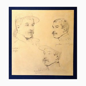 Le Soldats - Original Pencil Drawing by Horace Vernet 19th century