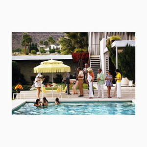 Poolside Party Oversize C Print Framed in White by Slim Aarons