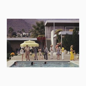 Poolside Party Oversize C Print Framed in White by Slim Aarons