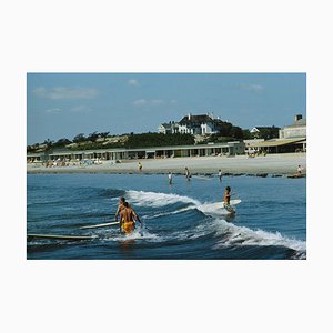 Rhode Island Surfers Oversize C Print Framed in White by Slim Aarons