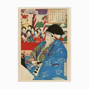 Kabuki Szene von '' Kanjincho '' - Original Holzschnitt von 1887 ca. 1887 ca.