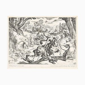 Scène de Chasse - Gravure à l'Eau-Forte originale par Antonio Tempesta - Début 17ème Siècle Début 17ème Siècle