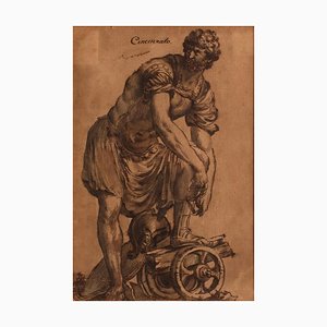 Cincinnato - Tinta original y acuarela de maestro italiano Siglo XVIII