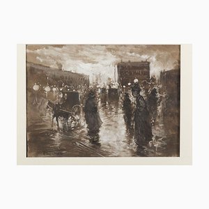 A Night in Paris - Original Mixed Media on Paper by P. Scoppetta - 1911 1911