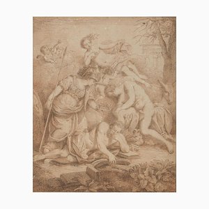 Scena allegorica - Original Sepia Drawing Attribute to LF Dubourg -Early 1700 Early 18th century
