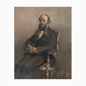 Retrato de hombre sentado - óleo sobre lienzo de A. Pascutti - década de 1870