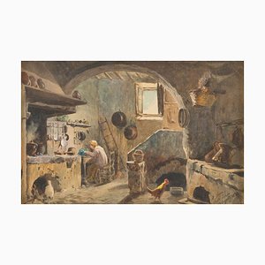 Casa de los campesinos - Watercolor on Paper de E. Gioja - 1874