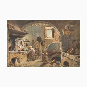 Peasants' House - Watercolor on Paper by E. Gioja - 1874