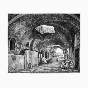 Acquaforte Androne della Villa di Mecenate a Tivoli - Incisione originale di L. Rossini - 1824 1826