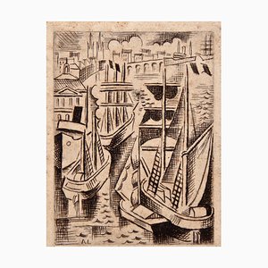 Bordeaux, The Harbor - Original Etching by André Lhote 1926