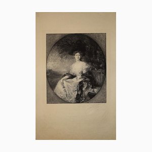 Portait of Madame - Original b/w Etching by Charles Waltner - End of 19th cent. 1860-1900