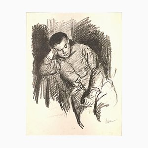 Enfant Assis - Original Lithographie von Maximilien Luce - 1890er 1890er