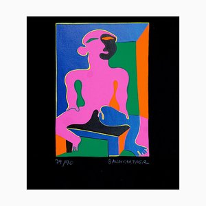 Man in Pink - Original Screen Print by Fritz Baumgartner - 1970 ca. 1970