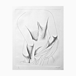 Grabado Nude from the Back - Original Etching de Giacomo Porzano - 1975 1975