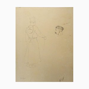 Portraits - Dessin au Pluie Original par Horace Vernet - Mid 1800 Mid 1800