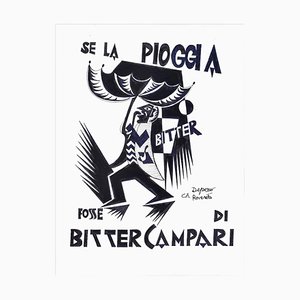 Se La Pioggia Fosse Di Bitter Campari - Original Ink Drawing After F. Depero Late 20th Century